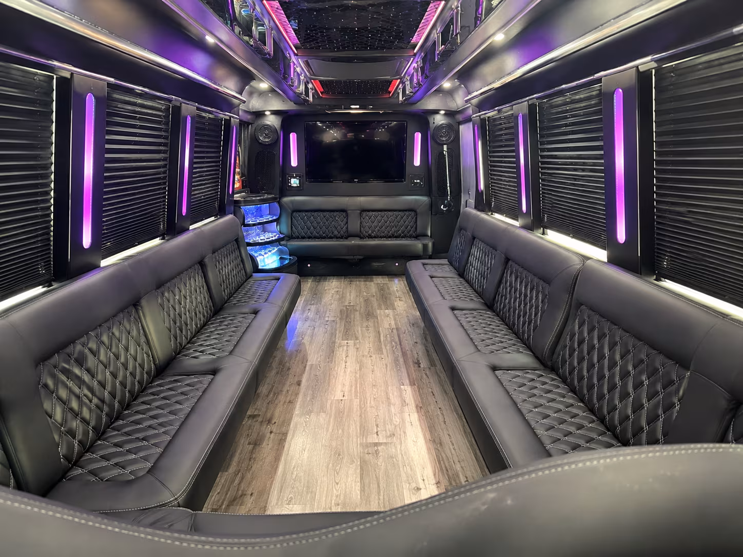 Passenger watching the McAllen scenery during a regional party bus road trip