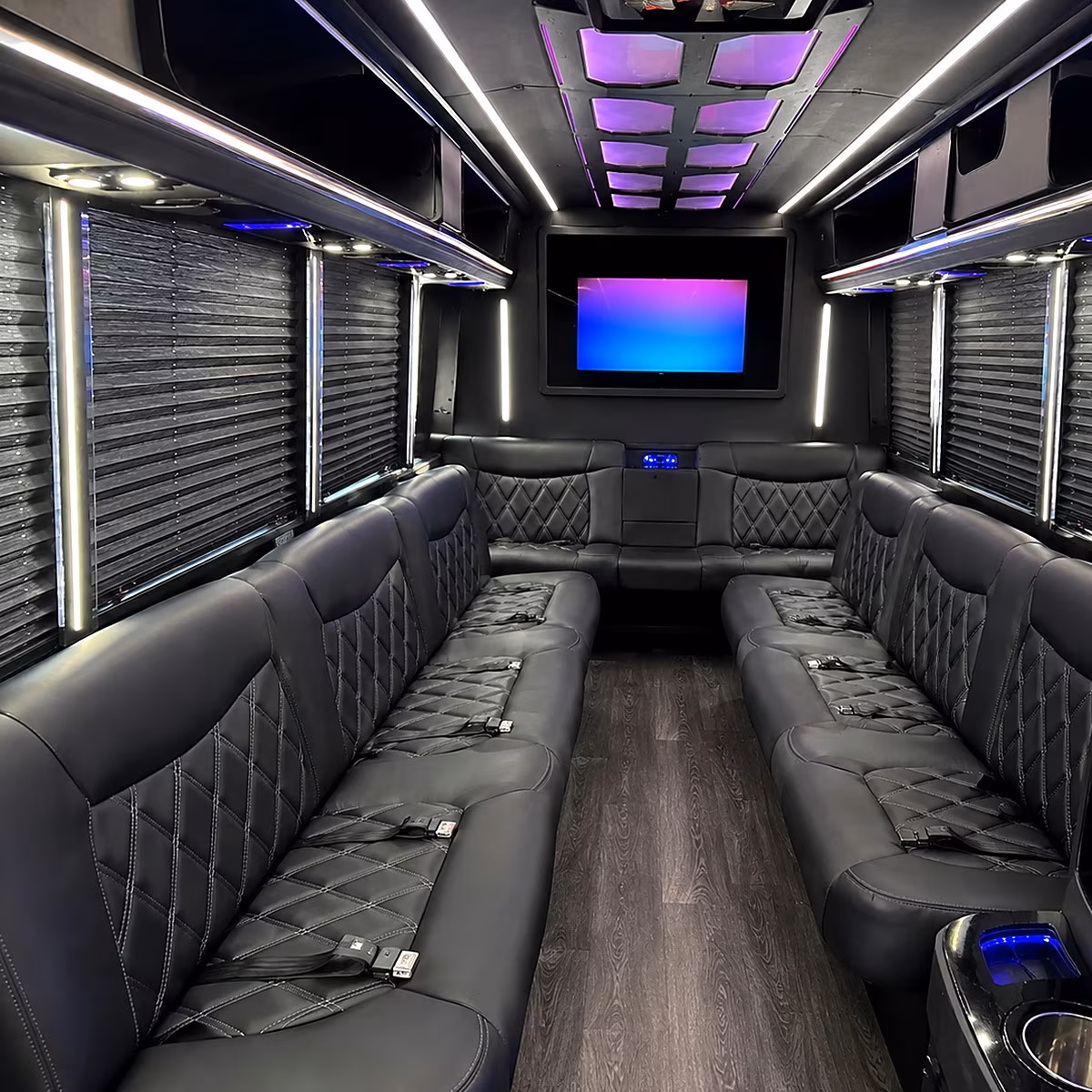 McAllen Bachelor & Bachelorette Transportation party bus interior