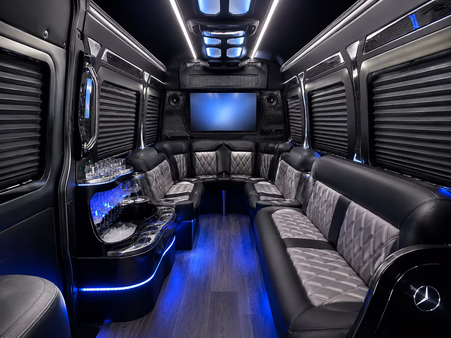 McAllen School Event Transportation party bus exterior