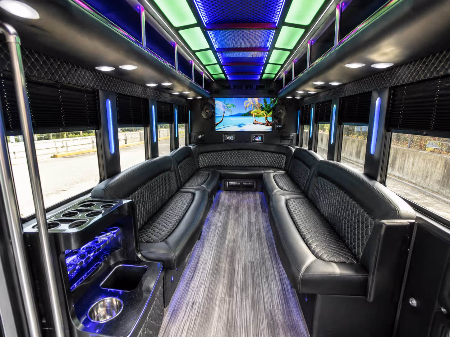 McAllen Sporting Event Transportation party bus interior