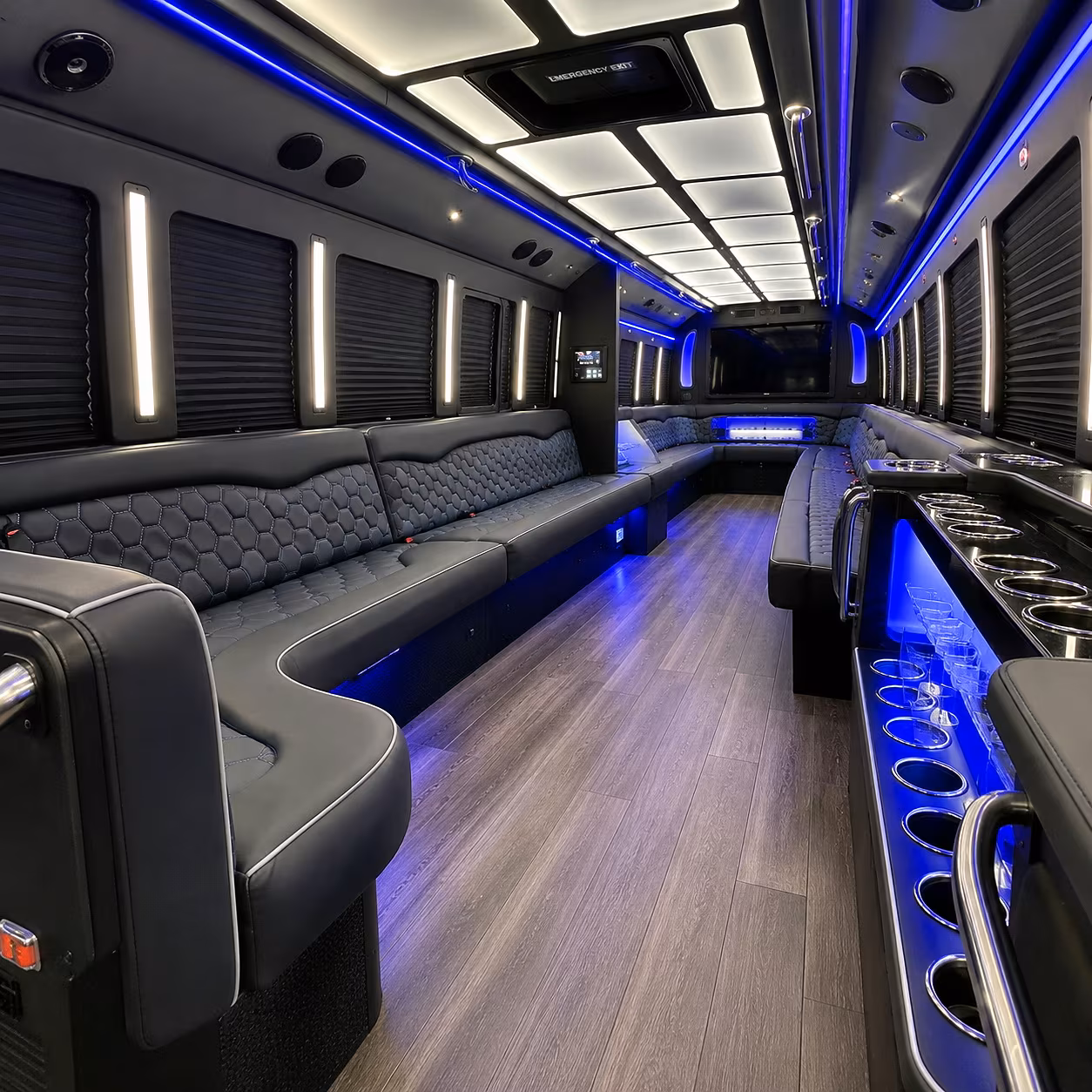 McAllen Wedding Transportation party bus interior