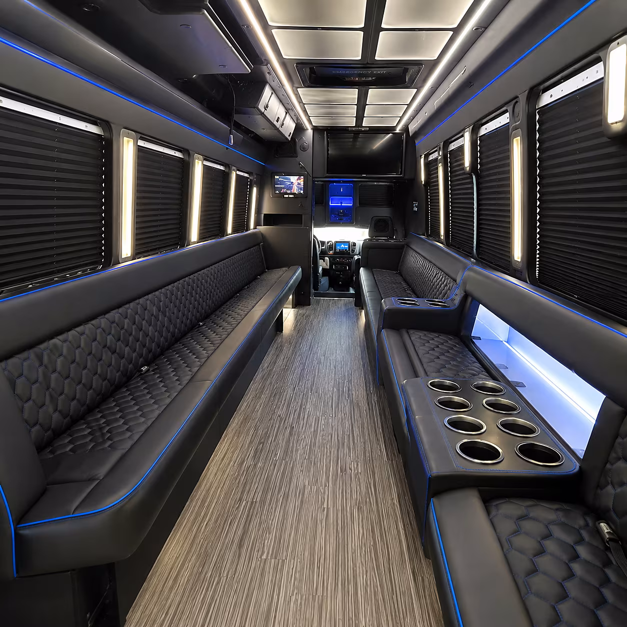 McAllen Wedding Transportation party bus interior