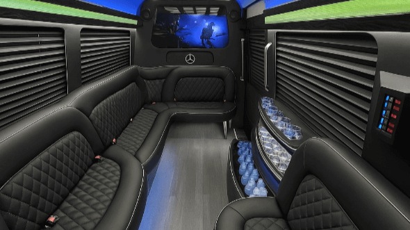 Interior of Charter Bus Company San Antonio's 14 Passenger Sprinter Limousine in San Antonio