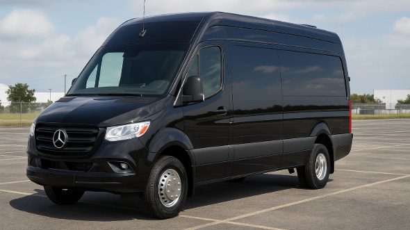 Exterior of Charter Bus Company Pharr's 14 Passenger Sprinter Limousine in Pharr