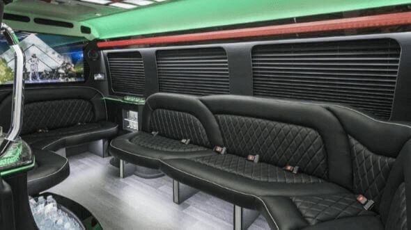 Interior of Charter Bus Company Brownsville's 18 Passenger Party Bus in Brownsville