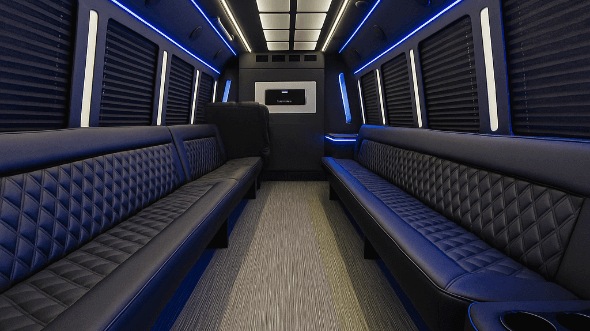 Interior of Charter Bus Company Brownsville's 25 Passenger Party Bus in Brownsville