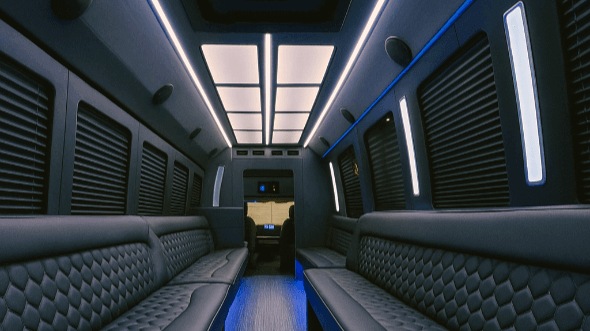 Interior of Charter Bus Company Pharr's 30 Passenger Party Bus in Pharr