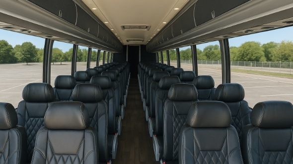 Interior of Charter Bus Company McAllen's 40 Passenger Charter Bus in McAllen