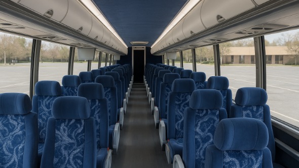 Interior of Charter Bus Company McAllen's 44 Passenger Charter Bus in McAllen