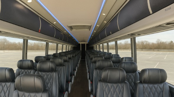Interior of Charter Bus Company McAllen's 48 Passenger Charter Bus in McAllen