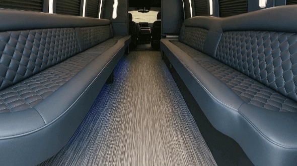 Interior of Charter Bus Company Harlingen's 50 Passenger Party Bus in Harlingen