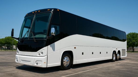 Exterior of Charter Bus Company McAllen's 51 Passenger Charter Bus in McAllen