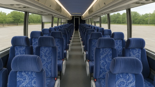 Interior of Charter Bus Company McAllen's 54 Passenger Charter Bus in McAllen