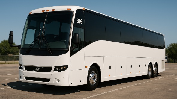 Exterior of Charter Bus Company McAllen's 54 Passenger Charter Bus in McAllen