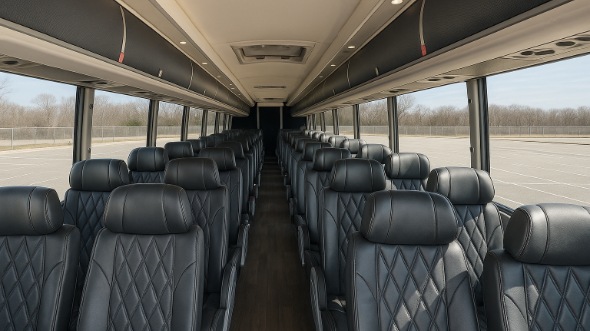 Interior of Charter Bus Company McAllen's 55 Passenger Charter Bus in McAllen