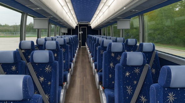 Interior of Charter Bus Company McAllen's 56 Passenger Charter Bus in McAllen